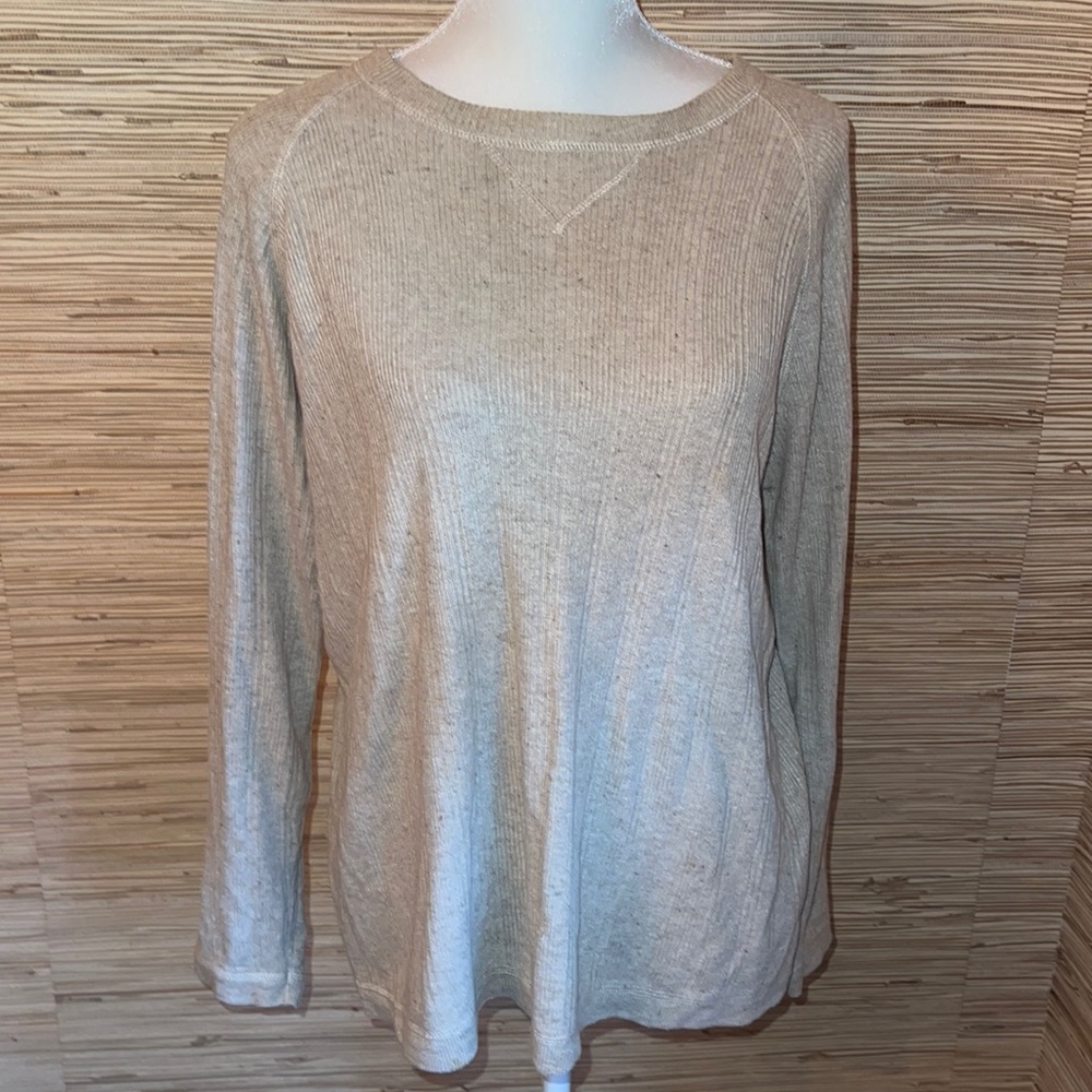 IVY medium cream raglan long sleeve linen blend sweater EUC!